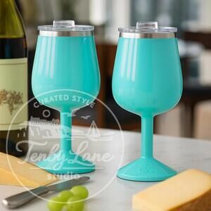 ORCA Vino 15oz Seafoam Wine Cups w/ Lid 2 Pack Insulated Stainless Steel